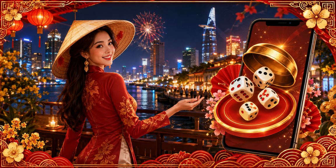 Người phụ nữ mặc áo nón lá trải nghiệm Tài Xỉu xúc xắc tại TP.HCM