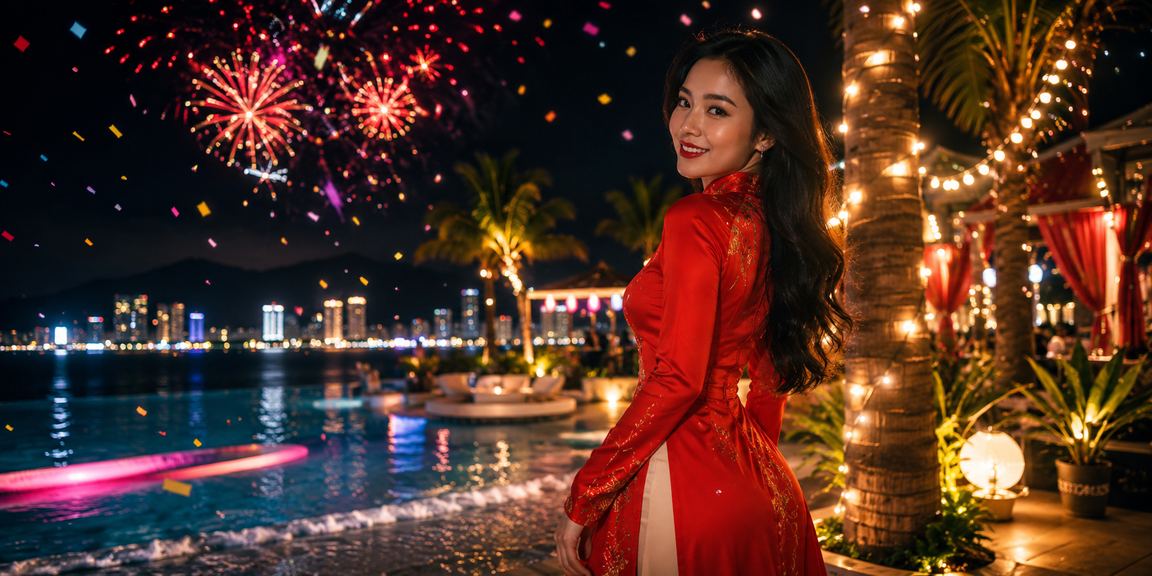 Khung cảnh sôi động tại khu vực casino và giải trí ven biển Nha Trang buổi tối